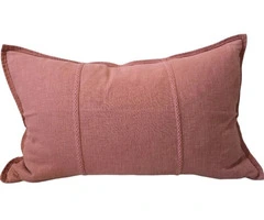 Luxurious Eveleigh Stonewashed Linen Cotton Lumbar Cushion – Rose Pink