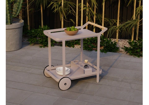 Stylish Imola Outdoor Bar Cart – Pale Pink Blush for Entertaining