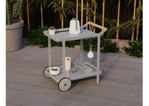 Imola Outdoor Bar Cart – Sleek Matt Silver Grey for Modern Patios