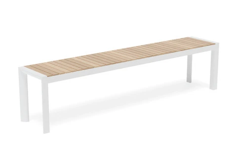 Vydel Bench Seat – 190cm Outdoor Teak & White – Stylish Comfort