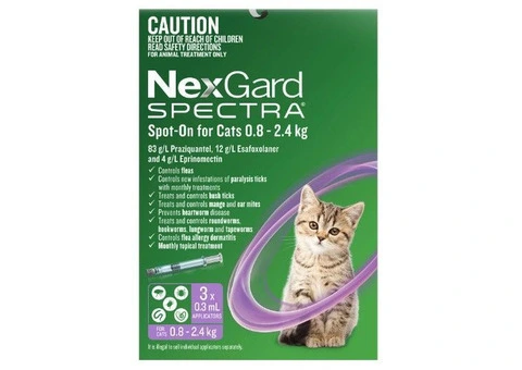 Nexgard Spectra Spot-On for Kittens and Small Cats 0.8 to 2.4kg