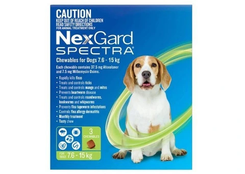 Nexgard Spectra Medium Dogs (7.6 - 15kg) Green