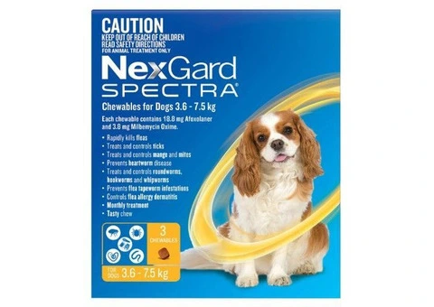 Nexgard Spectra Small Dogs (3.6 - 7.5kg) Yellow