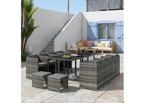 Spacious & Stylish Bali 13PC Outdoor Dining Set – Grey