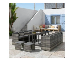 Spacious & Stylish Bali 13PC Outdoor Dining Set – Grey