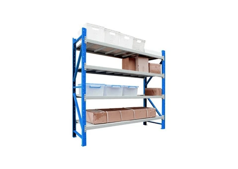 1.8m (H) x 1.5m (L) x 0.5m (D) 600kg Capacity Powder Coated Metal Garage Shelving (White/Blue)
