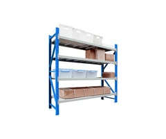 1.8m (H) x 1.5m (L) x 0.5m (D) 600kg Capacity Powder Coated Metal Garage Shelving (White/Blue)
