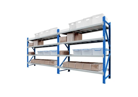 1.8m (H) x 2.4m (L) x 0.5m (D) 1200kg Capacity Powder Coated Metal Garage Shelving (White/Blue)