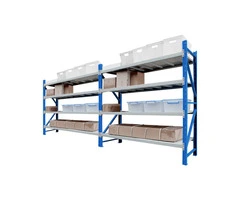 1.8m (H) x 2.4m (L) x 0.5m (D) 1200kg Capacity Powder Coated Metal Garage Shelving (White/Blue)