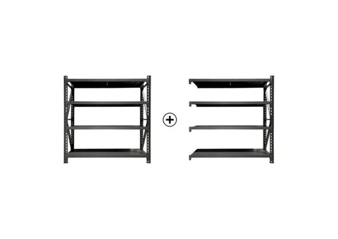 2m (H) x 3m (L) x 0.6m (D) 2400kg Capacity Metal Heavy Duty Garage Shelving (Black) - 1/3