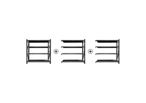 2m (H) x 4.5m (L) x 0.6m (D) 3600kg Capacity Metal Heavy Duty Garage Shelving (Black