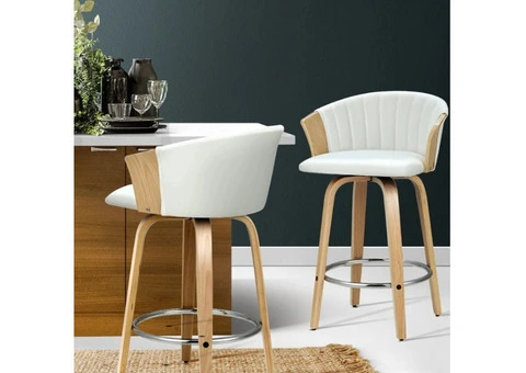 Artiss Leather Bar Stools Set of 2 Swivel Kitchen Counter Chairs