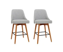 Artiss 2x Bar Stools with Swivel Seat - Wooden Grey Finish