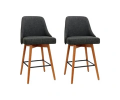Artiss 2x Bar Stools Swivel Seat Wooden Charcoal – Sleek Design