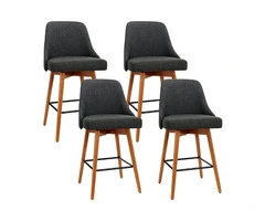Artiss 4x Bar Stools Swivel Wooden Charcoal - Chic & Practical