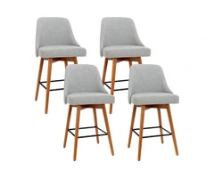 Artiss 4x Bar Stools Swivel Seat Wooden Grey – Sleek Design