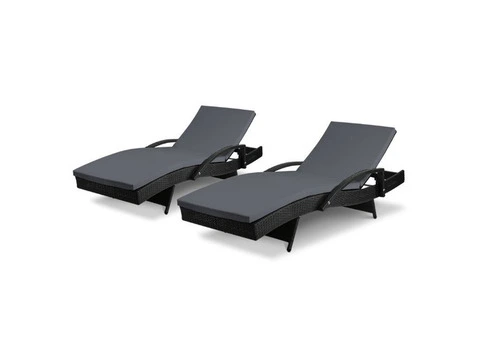 Gardeon 2pc Sun Lounge Wicker Lounger Outdoor- Qubyk AU