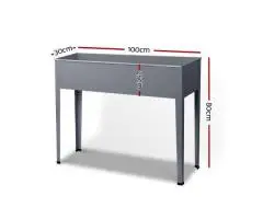 Green Fingers Garden Bed Elevated 100x80x30cm Planter Box Container Galvanised- Qubyk AU