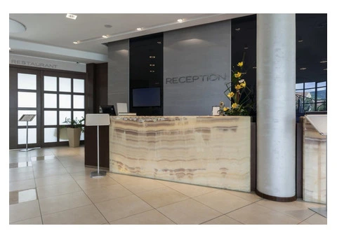 Modern Veneer Reception Counters in Perth – Flexible Stone