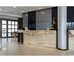 Modern Veneer Reception Counters in Perth – Flexible Stone