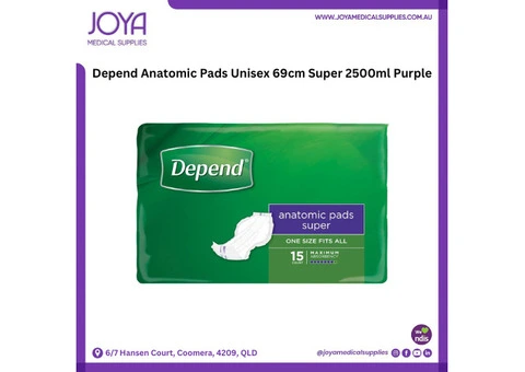Depend Anatomic Pads Unisex 69cm Super 2500ml Purple - Joya Medical Supplies