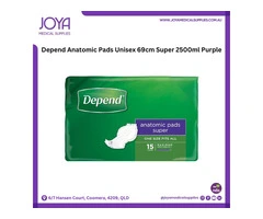 Depend Anatomic Pads Unisex 69cm Super 2500ml Purple - Joya Medical Supplies