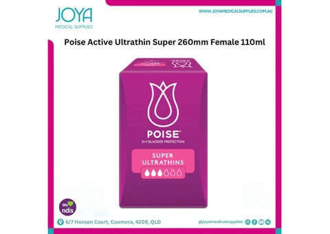 Poise Active Ultrathin Super 260mm Female 110ml - Joya Medical Supplies
