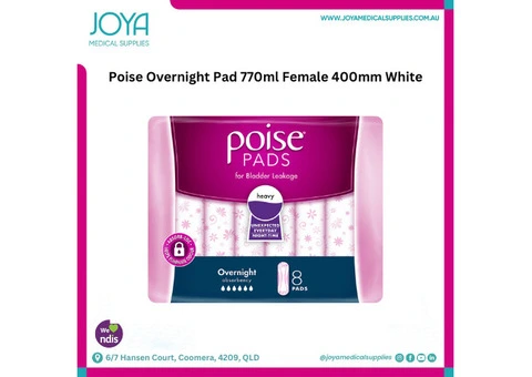 Poise Overnight Pad 770ml Female 400mm White - Joya Medical Supplies