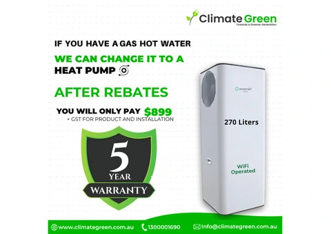 Switch from Gas to a Heat Pump Hot Water System – Just $899 After Rebates!