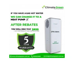 Switch from Gas to a Heat Pump Hot Water System – Just $899 After Rebates!