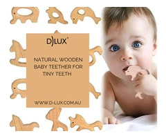 Natural Wooden Baby Teether for Tiny Teeth  