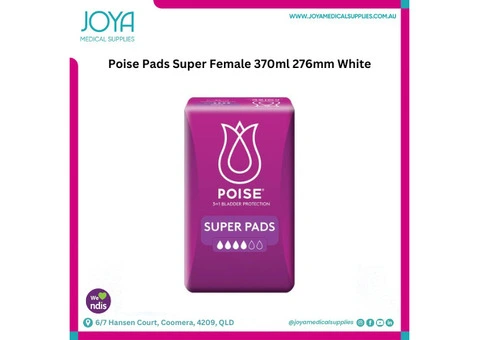Poise Pads Super Female 370ml 276mm White - Joya Medical Supplies