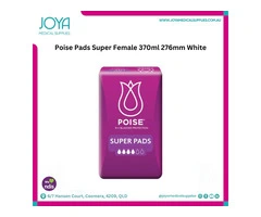 Poise Pads Super Female 370ml 276mm White - Joya Medical Supplies