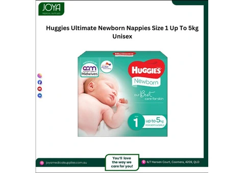 Huggies Ultimate Newborn Nappies Size 1 Up To 5kg Unisex - Joya Medical Supplies