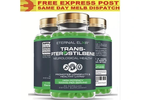 Trans Pterostilbene | 500mg x 90 Capsules | Anti Aging Longevity Cognitive NAD+ - 1/3