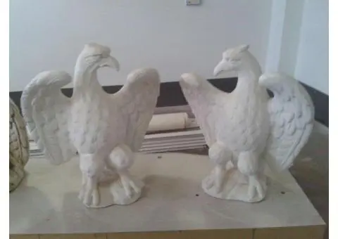1x Pair of WHITE EAGLES concrete statues (Made in Italy)