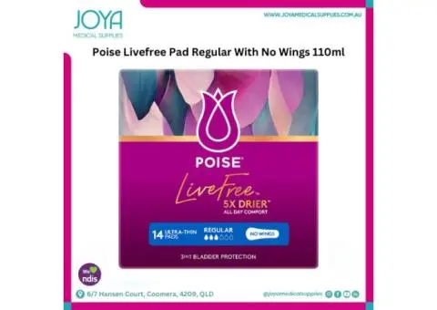 Poise Livefree Pad Regular With No Wings 110ml - Joya Medical Supplies