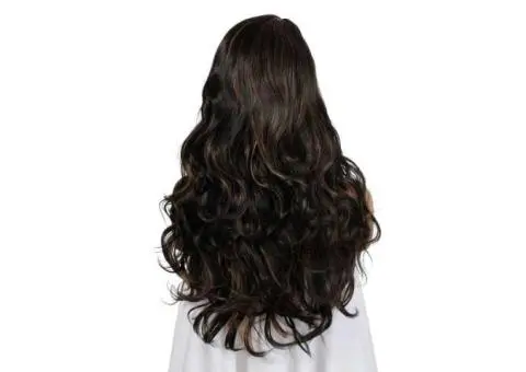 Black Brown Side Part Long Wavy Daily Use Hair Wigs for Girls - 3/3