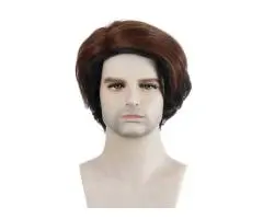 Short Curly Brown with Bangs Curly Hair Replacement Full Wigs