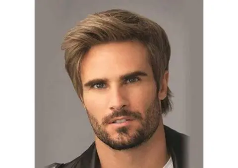 Men Wigs Brown Mix Short Layered Natural Looking Fluffy - 1/4