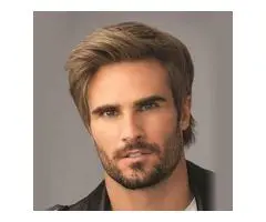 Men Wigs Brown Mix Short Layered Natural Looking Fluffy