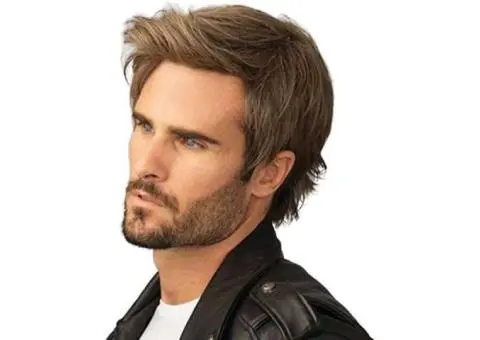 Men Wigs Brown Mix Short Layered Natural Looking Fluffy - 2/4
