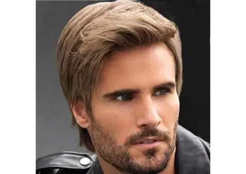 Men Wigs Brown Mix Short Layered Natural Looking Fluffy - 3/4