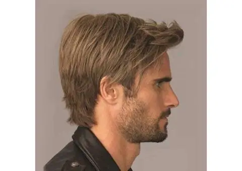 Men Wigs Brown Mix Short Layered Natural Looking Fluffy - 4/4
