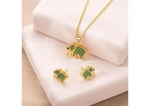 Cute Elephant Necklace and Earrings Set for Women Minimalist - 3/3