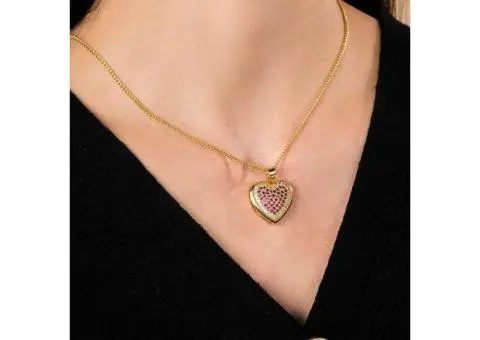 Pavé Cubic Zirconia Heart Necklace & Earrings Set for Women - 2/3