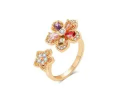 Rainbow Cubic Zirconia Stackable Ring Gold Plated Dainty Jewelry