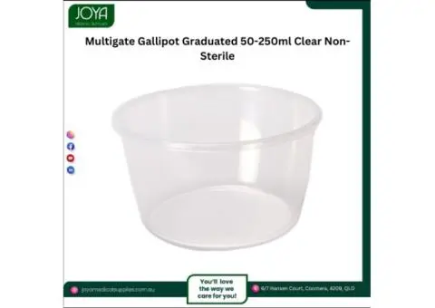 Multigate Gallipot Graduated 50-250ml Clear Non-Sterile - Joya Medical Supplies