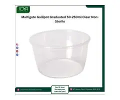 Multigate Gallipot Graduated 50-250ml Clear Non-Sterile - Joya Medical Supplies