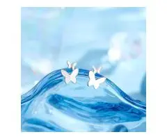 S999 Silver Butterfly stud Earrings Hypoallergenic Ear Jewelry